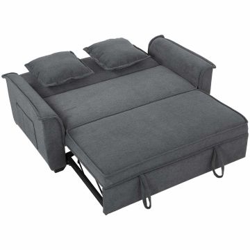 Sofa rozkładana, 2-osobowa, szaro-czarna, 168 × 86 × 85 cm