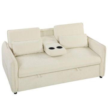 Sofa rozkładana 3 w 1, beżowa, 166 × 90 × 84 cm