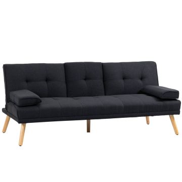 Sofa rozkładana Homcom 181x77x78cm, czarno-jasnobrązowa