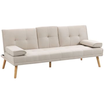 Диван-кровать Homcom 181x77x78см, песочный/светло-коричневый
