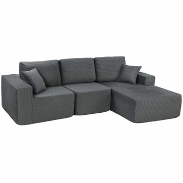 Sofa rozkładana, narożnik modułowy, szara, 267 × 168 × 85 cm
