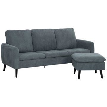 Sofa z podnóżkiem Homcom 196x140x88cm, ciemnoszara
