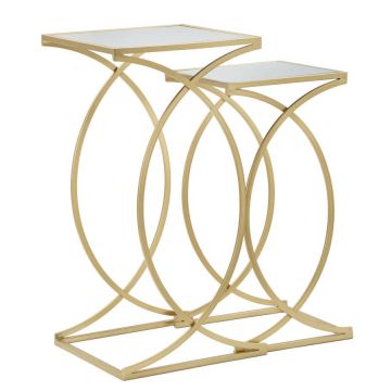Комплект приставных столиков Siomply, 2 шт, Золотистый, 35 × 35 × 70 см / 30 × 30 × 60 см
