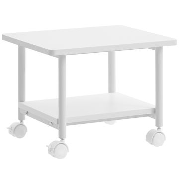 Stół pod drukarkę VASAGLE OPS002W01, półka 2-poziomowa, biały, 48 × 34 × 40 cm