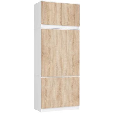 Szafa AkordV2 S90, 6 drzwi, biały/brąz, 90 × 235 × 51 cm