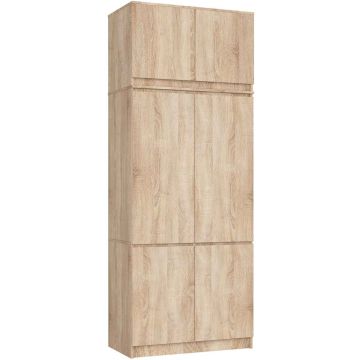 Szafa AkordV2 S90, 6 drzwi i 6 półek, brązowa, 90 × 235 × 51 cm