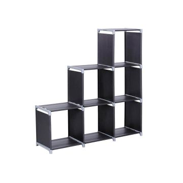 Fabric shelf, 6 compartments, black
