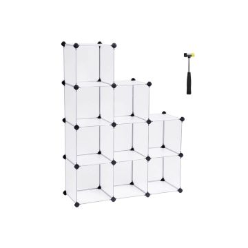 Półka na buty plastikowa 93 x 31 x 123 cm, 9 przegródek, biała