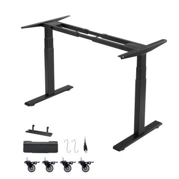 Stelaż biurka stojącego VEVOR FKT-2A3-SS-O-B, dwusilnikowy, 101–180 × 60–125 × 60–125 cm
