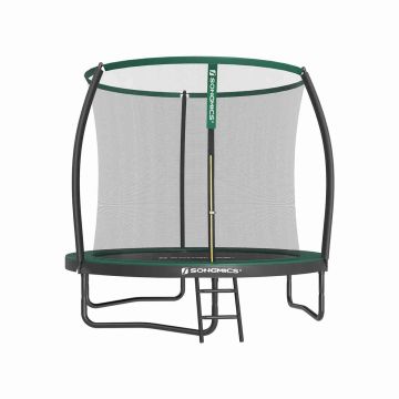 Trampoline 244 cm with net and ladder, black and dark green