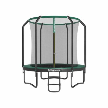 Trampoline 244 cm with net and ladder, black and dark green