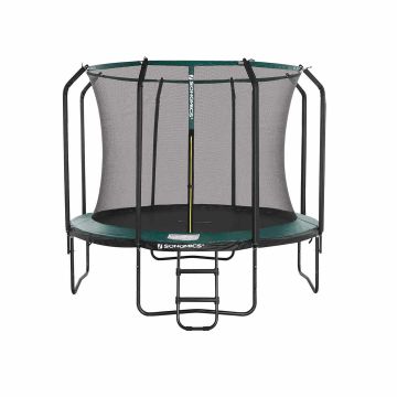 Trampolina Ø 366 cm z siatką zabezpieczającą, drabinką i wyściełanymi słupkami, zielona