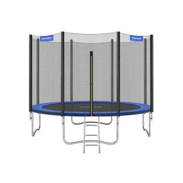 Trampolina Ø 366 cm z siatką zabezpieczającą, drabinką i wyściełanymi słupkami, niebieska