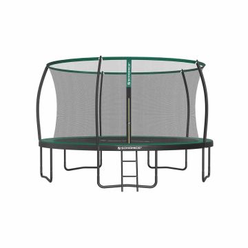 Trampoline 427 cm with net and ladder, black and dark green