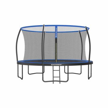 Trampoline 427 cm with net and ladder, black and blue