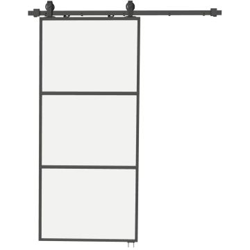 Drzwi wewnętrzne przesuwne, z mechanizmem cichego zamykania, czarne, 91,4 × 203,2 cm