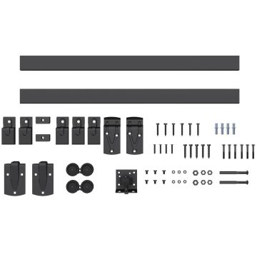 Sliding door hardware set 244 cm, black, up to 200 kg