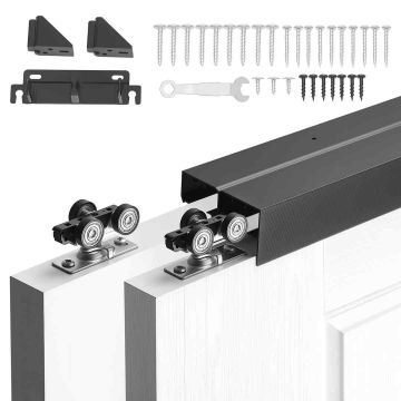 Sliding door hardware set VEVOR XC40B-5FT, for double doors, 1524 × 102.6 × 55.6 mm
