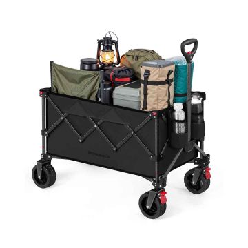 SONGMICS GFW115B01 Składany wózek ręczny, 150 l, do 150 kg, 4 koła, czarny, 80,8 × 93,5 × 49,4 cm