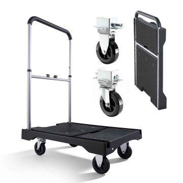 Folding push cart VEVOR PZS200P, 149.69 kg load capacity, 680 × 495 × 115 mm