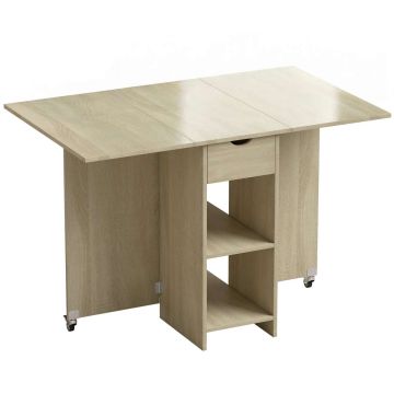 Folding dining table, for 2-4 people, with drawer, 114.5 × 75 × 70 cm
