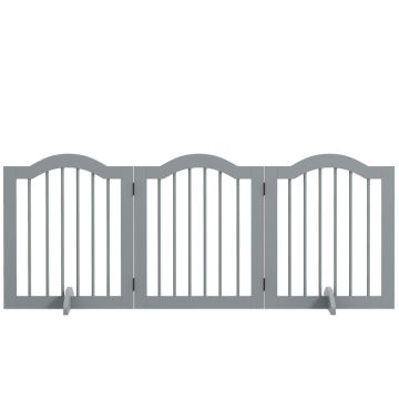 Folding dog gate, 3 panels, Grey, 154.5 × 29.5 × 61 cm