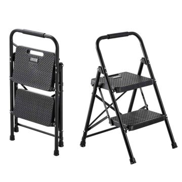 Folding ladder VEVOR, 2 steps, Black, 46.5 × 52 × 77 cm