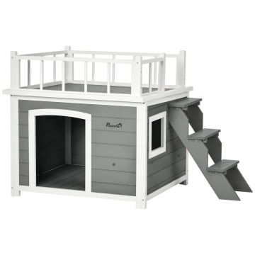 Dog kennel PawHut 121x77x78cm., gray/white