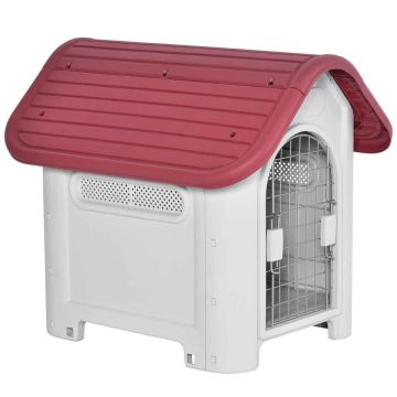 Dog kennel PawHut 59x75x66cm., white/red