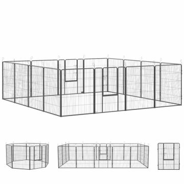 Ogrodzenie dla psa od 16 PawHut 80x100cm, ciemnoszare