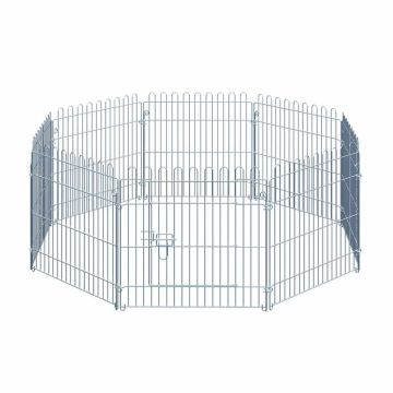 Dog fence made of 8 parts PawHut 63x60cm., silver color