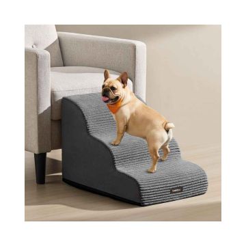 Feandrea PPS003GN01 Dog Stairs, 4 Steps, Gray, 57 × 40 × 40 cm
