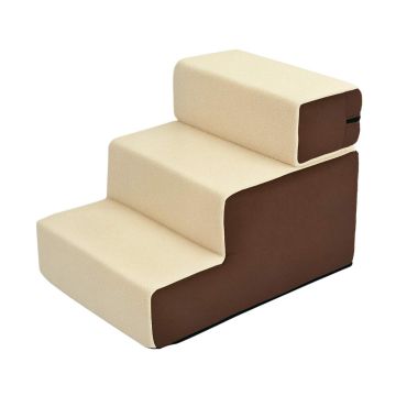 Schody dla psa PawHut 54x40x39cm, beżowo-brązowe