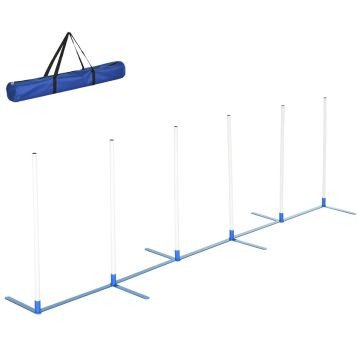 Dog slalom poles PawHut 305x60x94cm., white/blue