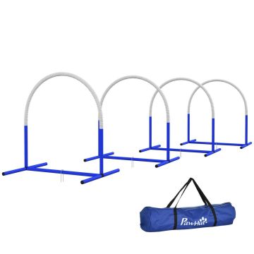 Dog training set of 4 pieces PawHut 88x64x95cm., white/blue