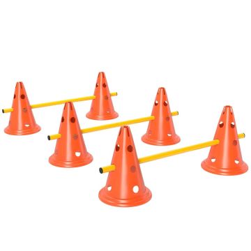 Dog agility set, 3 parts, 6 cones, 3 jumps, orange and yellow