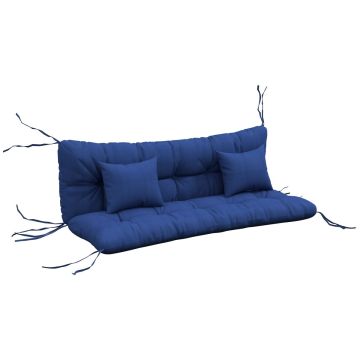 Poduszki na ławkę, zestaw 4 szt., niebieskie, 150 × 50 × 12 cm