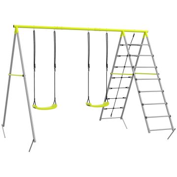 Zestaw huśtawek Outsunny 260x185x180cm, zielono-srebrny