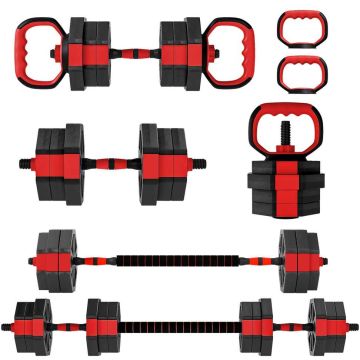 Weight and barbell set, 6 in 1, 20 kg, Red, 100 × 18 × 18 cm