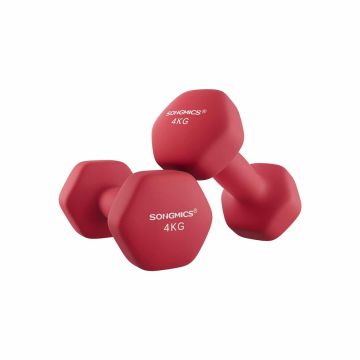 Zestaw hantli 2 x 4 kg, czerwony