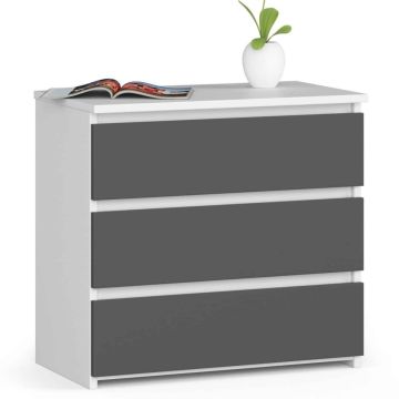 Stolik nocny NORE CL3 60 cm z 3 szufladami, biały/ciemnoszary