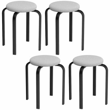 Stool set, 4 pcs, Grey/black, 40 × 45 × 40 cm