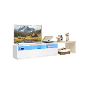 Szafka RTV VASAGLE LTV126W02, w kształcie litery L, 2 szuflady, 3 przegrody, biały/beżowy, 162–270 × 39 × 41 cm