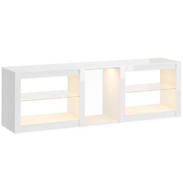 Stojak pod TV, LED RGB, biały, 160 × 35 × 52 cm