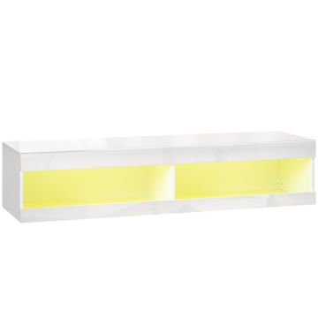 Stolik pod TV z oświetleniem LED RGB, 140x40x30 cm, połyskujący biały