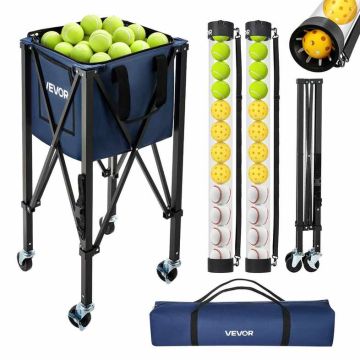 Kosz na piłki tenisowe i do pickleballa VEVOR JQ-LV150S, 2 w 1, 150 piłek tenisowych lub 260 piłek do pickleballa, czarny, 95,5 × 23,5 × 26,5 cm