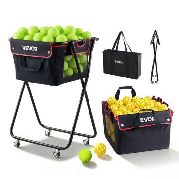 Kosz na piłki tenisowe VEVOR HN001, 175 piłek tenisowych lub 290 piłek do pickleballa, czarny, 62 × 18 × 41 cm