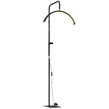 Floor lamp, Phone holder, Black, 77.5 × 20.5 × 136–186 cm
