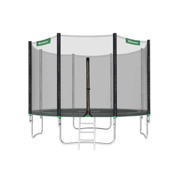 Trampolina Ø 366 cm z siatką zabezpieczającą, drabinką i wyściełanymi słupkami, zielona