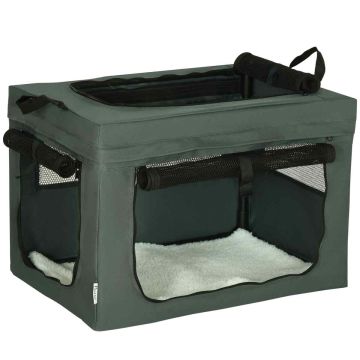 Torba transportowa dla psa PawHut 60x42x42cm, ciemnozielona/czarna